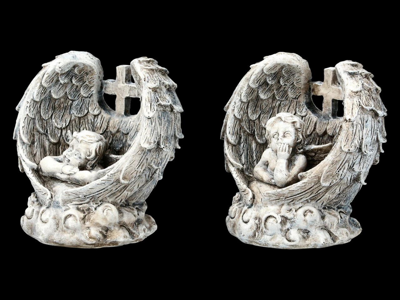 Kleine Grabengel Figuren Mit Kreuz - 2er Set 5 Kleine Grabengel Figuren Mit Kreuz - 2er Set – Bild 3