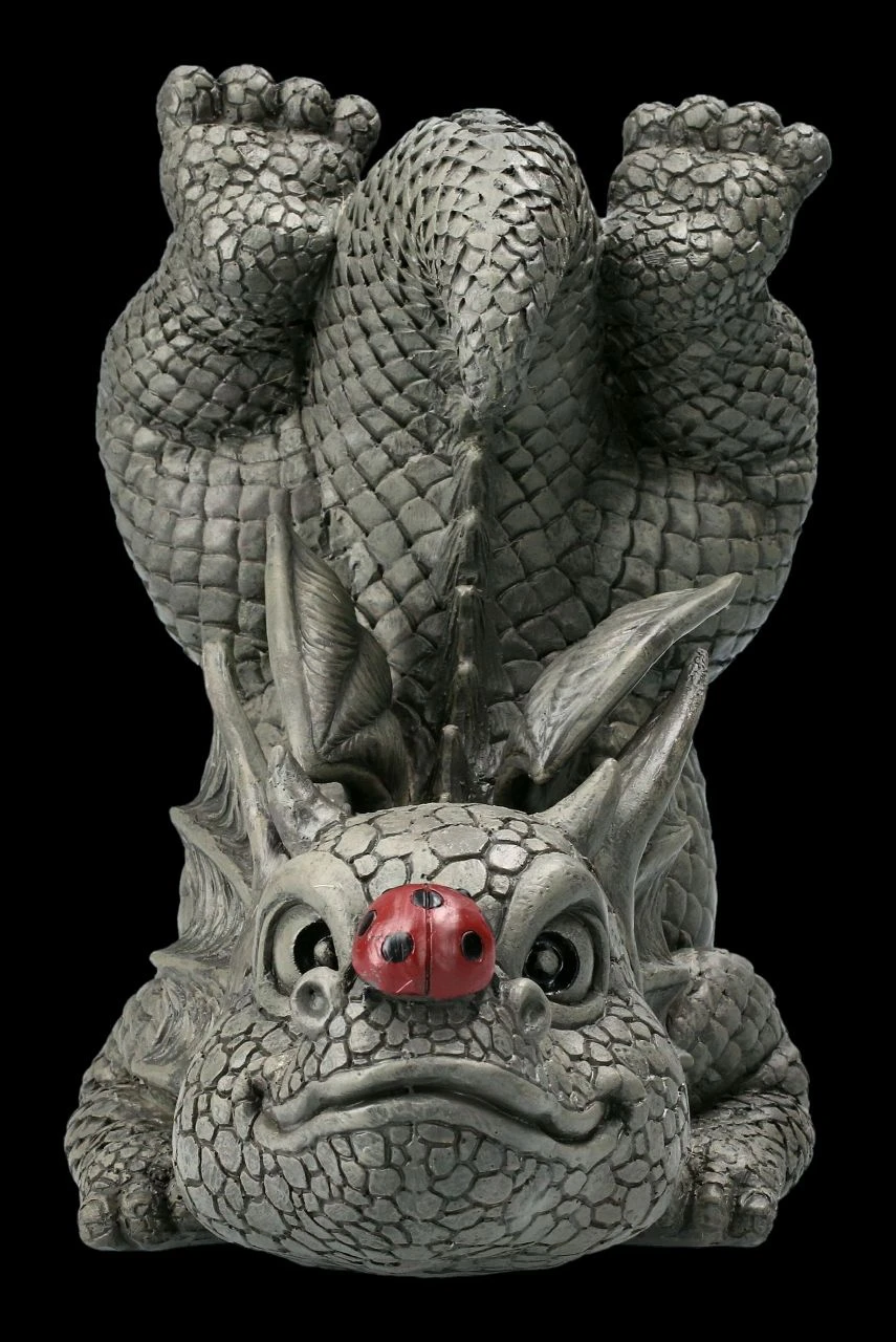Gartenfigur - Drache Mit Marienkäfer Auf Der Nase 4 Gartenfigur - Drache Mit Marienkäfer Auf Der Nase – Bild 2