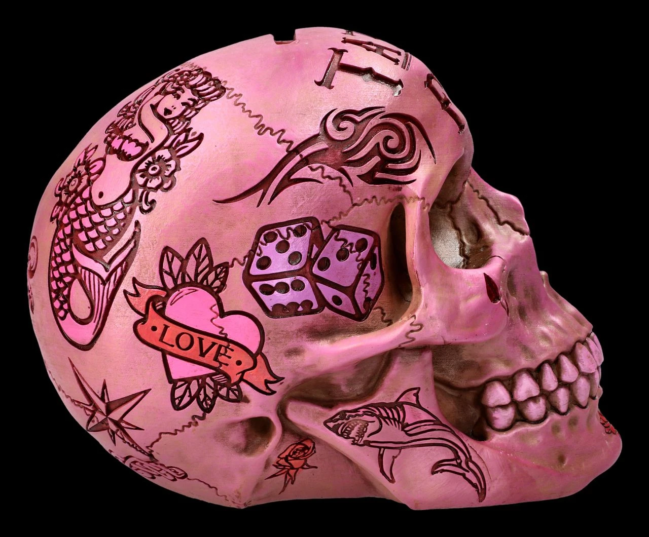 NEMESIS NOW Totenkopf - Tattoo Spardose - Pink 9 NEMESIS NOW Totenkopf - Tattoo Spardose - Pink – Bild 7