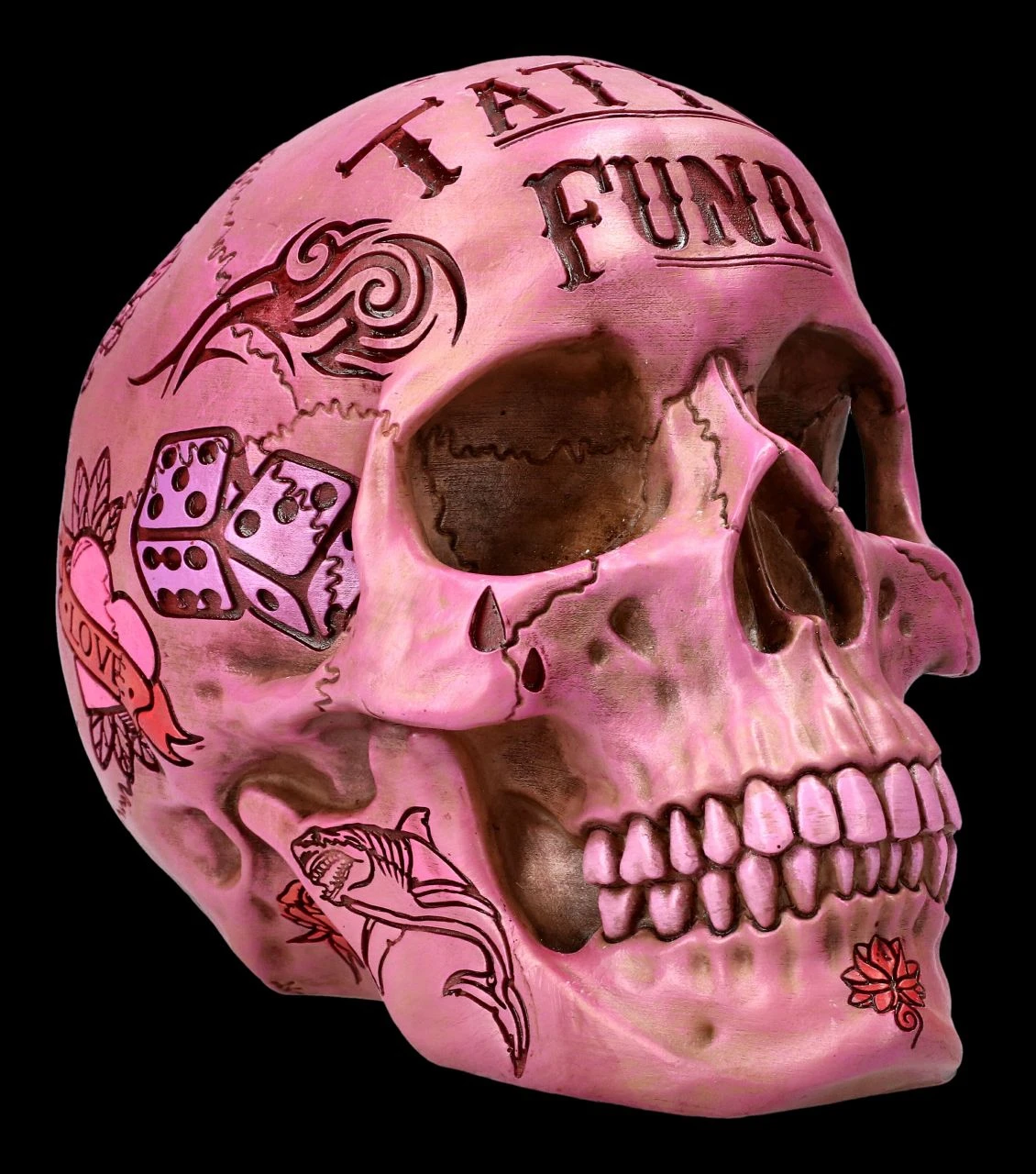 NEMESIS NOW Totenkopf - Tattoo Spardose - Pink 3 NEMESIS NOW Totenkopf - Tattoo Spardose - Pink