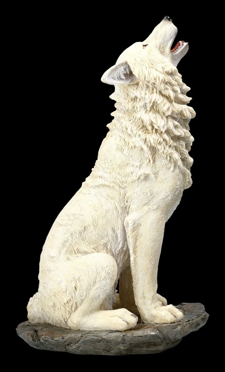 Wolf Figur Groß - Weiß Heulend 8 Wolf Figur Groß - Weiß Heulend – Bild 6