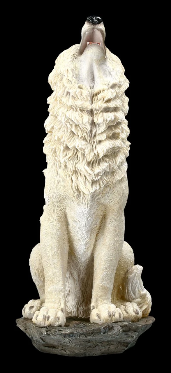 Wolf Figur Groß - Weiß Heulend 5 Wolf Figur Groß - Weiß Heulend – Bild 3