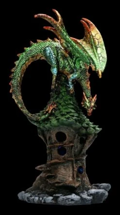 Drachen Figur Auf Baumhaus Mit LED - Grüner Mythos