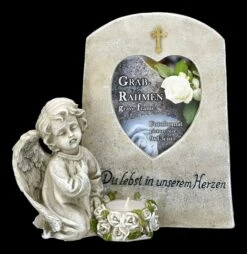 Grabengel Figur Mit Bilderrahmen Und Teelicht