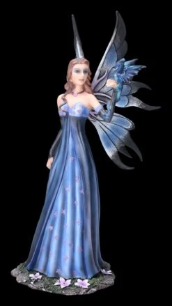 Elfenfigur - Rebecca Mit Blauem Kleid Und Drache -Statuen Modell Verkauf 2D FS23479 Elfenfigur Rebecca mit blauem Kleid und Drache 7 1280x1280