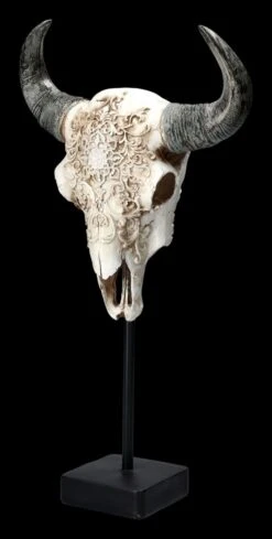 Stier Totenkopf - Verziert Mit Ständer -Statuen Modell Verkauf 2D FS23526 Stier Totenkopf mit Verziehrungen und St nder 6 1280x1280