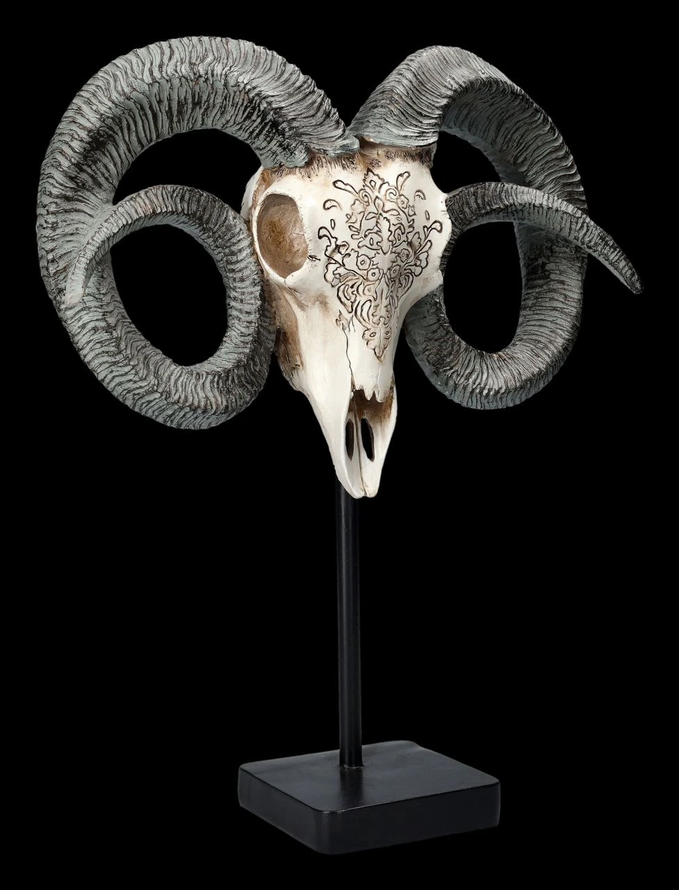 Widder Totenkopf - Verziert Mit Ständer 4 Widder Totenkopf - Verziert Mit Ständer – Bild 2