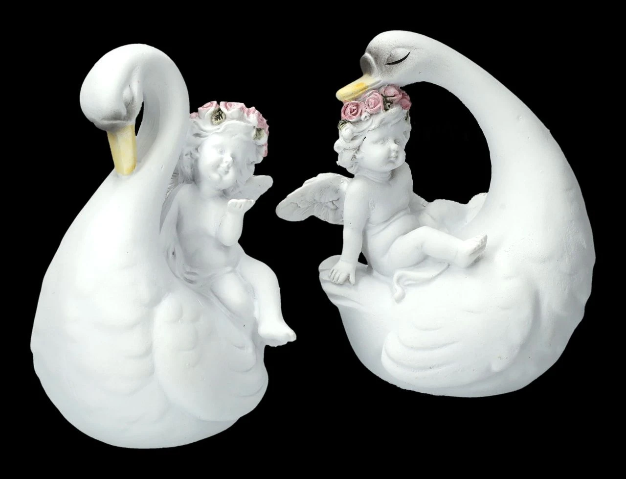 Engel Figuren - Putten Auf Schwänen 2er Set 4 Engel Figuren - Putten Auf Schwänen 2er Set – Bild 2