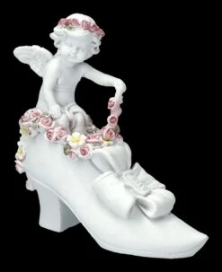 Engel Figur - Putte Mit Rosen Auf Schuh
