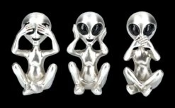 Alien Figuren - Nichts Böses Silberfarben