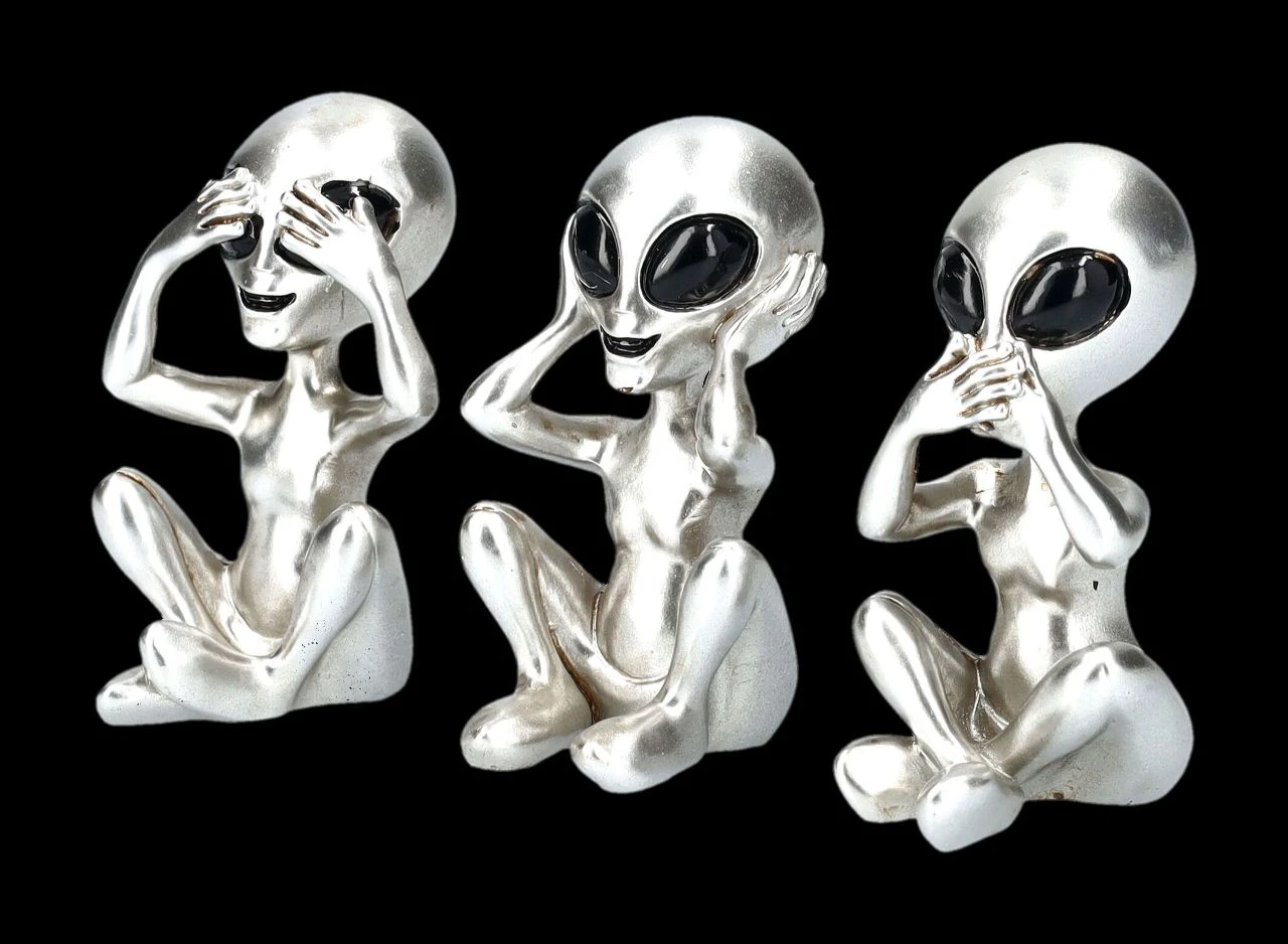 Alien Figuren - Nichts Böses Silberfarben 6 Alien Figuren - Nichts Böses Silberfarben – Bild 4