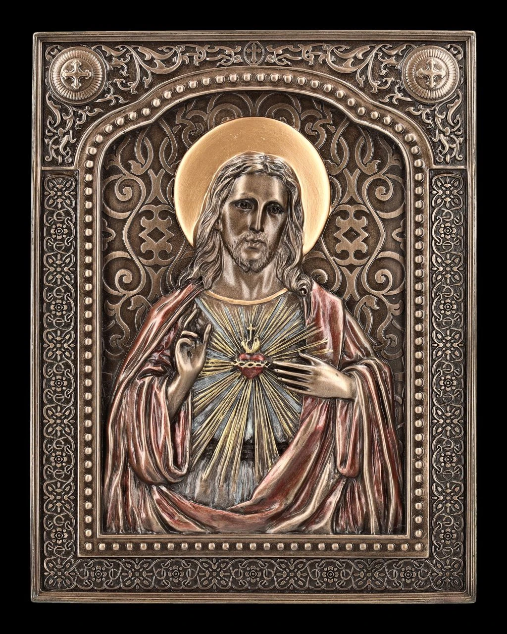 Wandrelief Ikone - Gesegnetes Herz Jesu 3 Wandrelief Ikone - Gesegnetes Herz Jesu