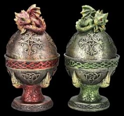 Drachen Schatulle 2er Set - Faberge Ei Rot-grün