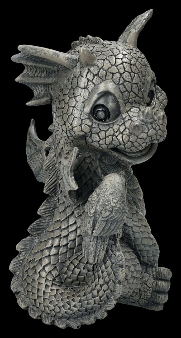 Garten Figur - Drache Freut Sich über Vogel 5 Garten Figur - Drache Freut Sich über Vogel – Bild 3