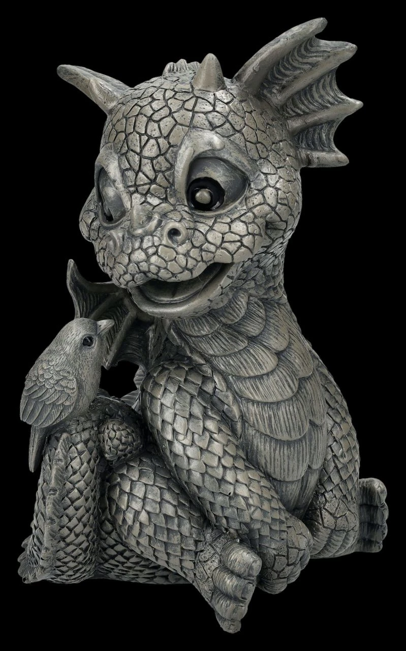 Garten Figur - Drache Freut Sich über Vogel 4 Garten Figur - Drache Freut Sich über Vogel – Bild 2