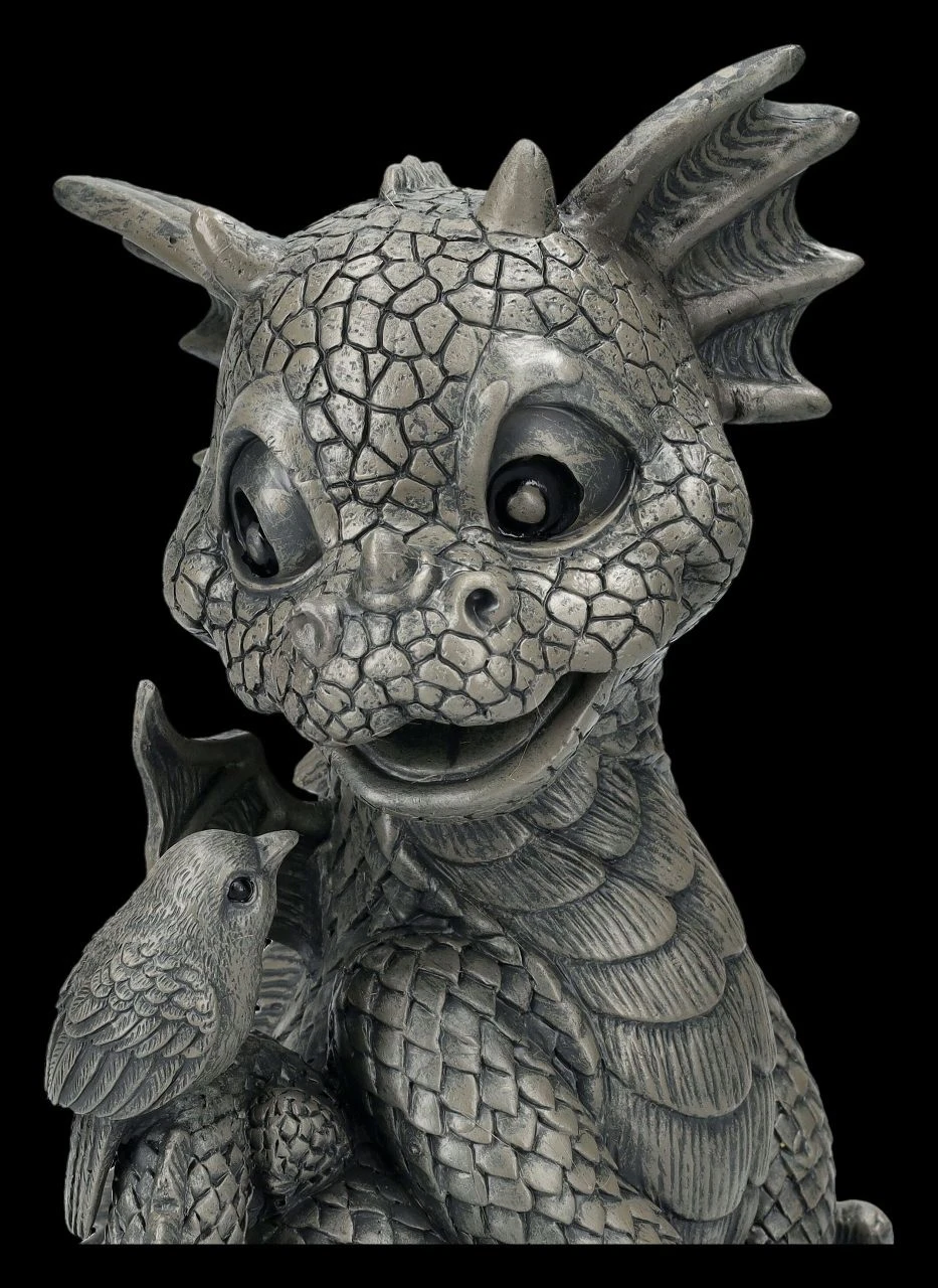 Garten Figur - Drache Freut Sich über Vogel 9 Garten Figur - Drache Freut Sich über Vogel – Bild 7