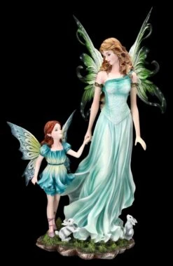 Elfen Figur Mutter Mit Tochter Und Hase