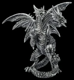Drachenfigur Silber - Zweiköpfige Hydra