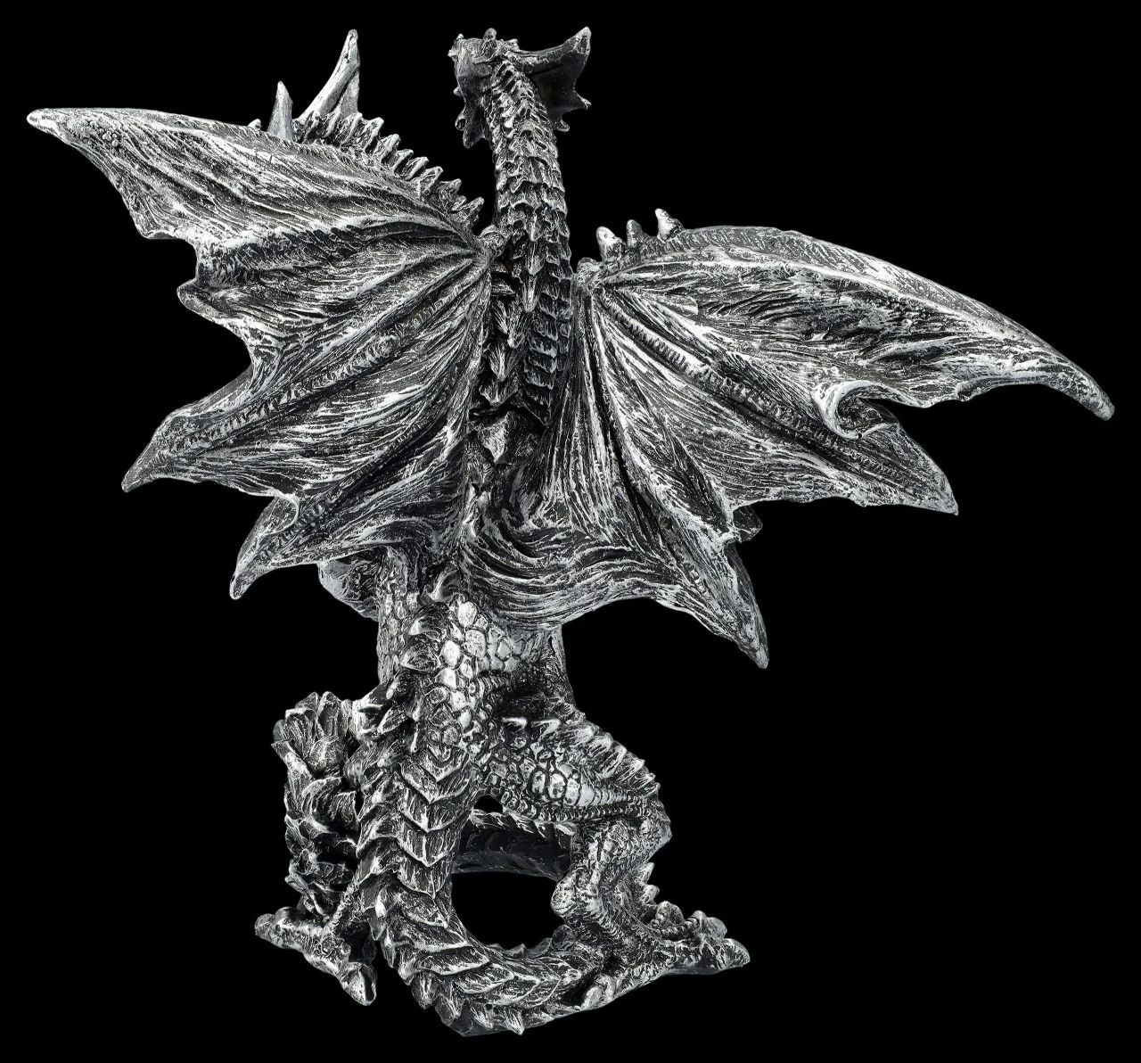 Drachenfigur Silber - Zweiköpfige Hydra 7 Drachenfigur Silber - Zweiköpfige Hydra – Bild 5
