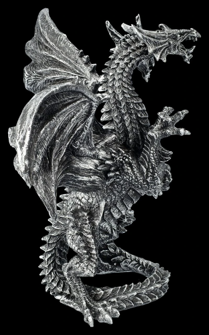 Drachenfigur Silber - Zweiköpfige Hydra 8 Drachenfigur Silber - Zweiköpfige Hydra – Bild 6