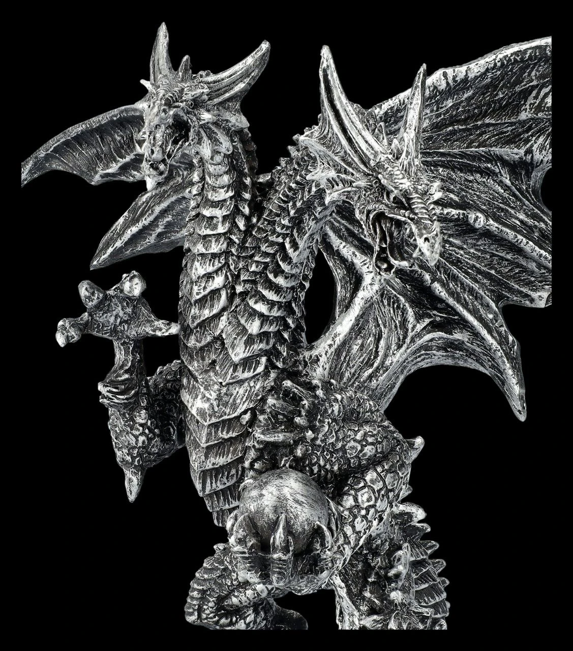Drachenfigur Silber - Zweiköpfige Hydra 9 Drachenfigur Silber - Zweiköpfige Hydra – Bild 7