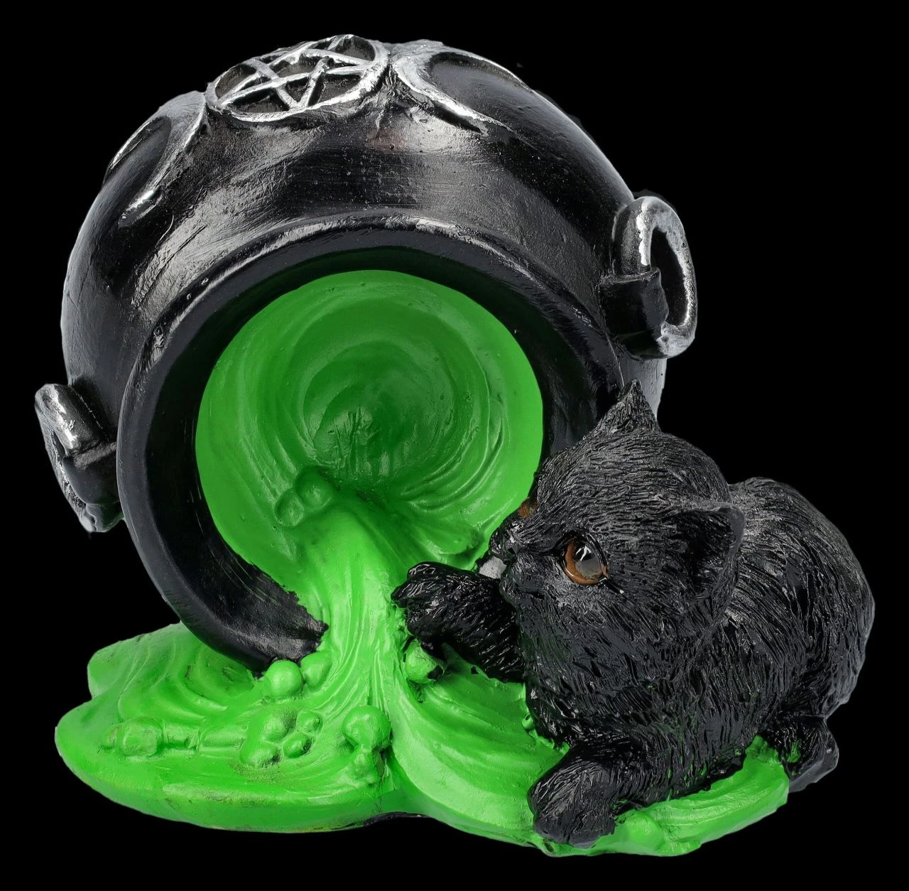 Hexen Katzen Figur Wirft Kessel Um 4 Hexen Katzen Figur Wirft Kessel Um – Bild 2