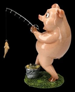 Lustige Schweine Figur Beim Angeln -Statuen Modell Verkauf 2D FS25946 vLustige Schweine Figur beim Angeln 2 1280x1280