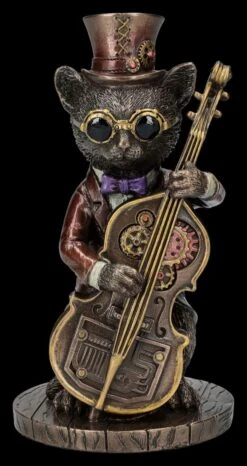 Steampunk Figur - Katzen Bassist
