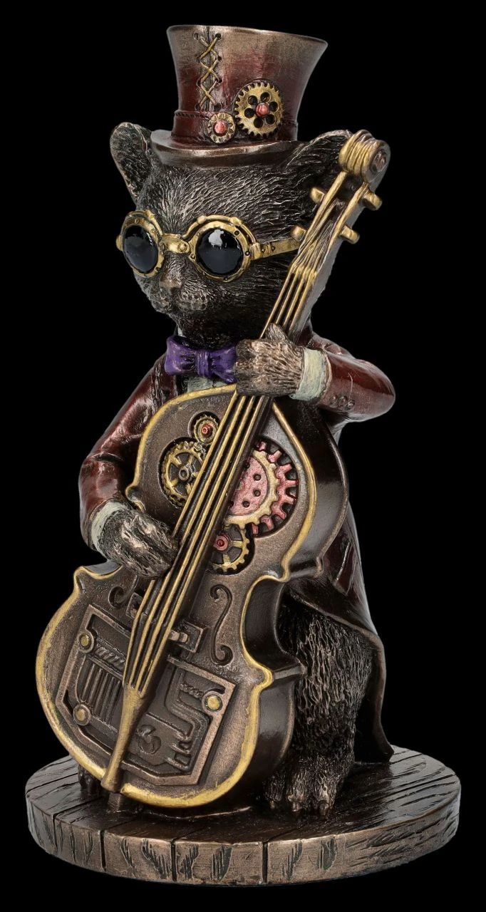 Steampunk Figur - Katzen Bassist 4 Steampunk Figur - Katzen Bassist – Bild 2