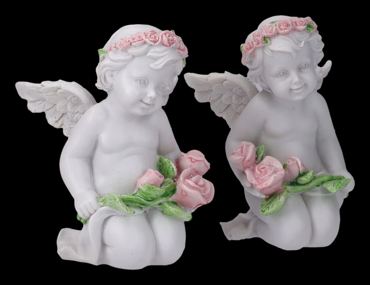Engel Figuren 2er Set - Putten Mit Rosen 4 Engel Figuren 2er Set - Putten Mit Rosen – Bild 2