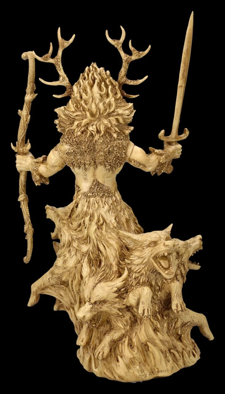 Cernunnos Figur Beige - Keltischer Gott Mit Wölfen 6 Cernunnos Figur Beige - Keltischer Gott Mit Wölfen – Bild 4