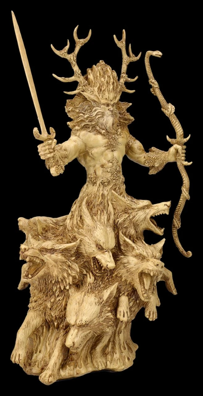 Cernunnos Figur Beige - Keltischer Gott Mit Wölfen 4 Cernunnos Figur Beige - Keltischer Gott Mit Wölfen – Bild 2