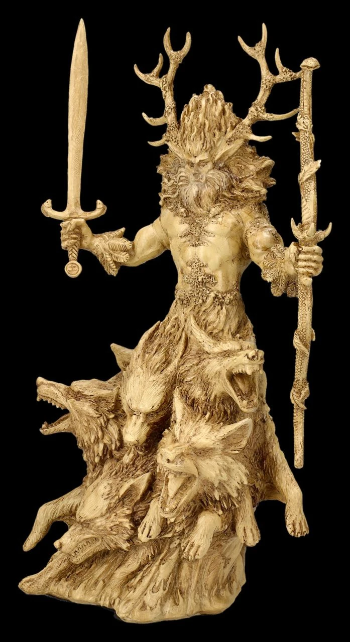 Cernunnos Figur Beige - Keltischer Gott Mit Wölfen 5 Cernunnos Figur Beige - Keltischer Gott Mit Wölfen – Bild 3