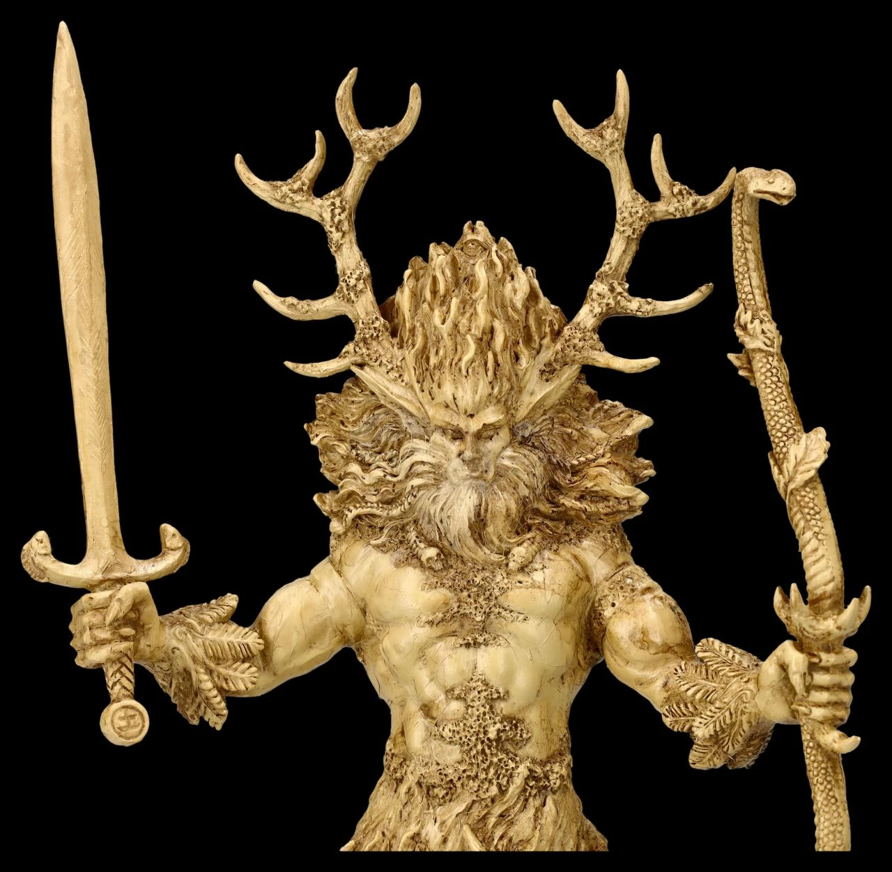 Cernunnos Figur Beige - Keltischer Gott Mit Wölfen 9 Cernunnos Figur Beige - Keltischer Gott Mit Wölfen – Bild 7