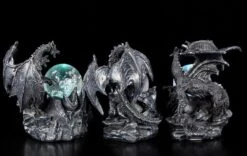 Schwarze Drachen Figuren Mit LED Glaskugeln - 3er Set -Statuen Modell Verkauf 9759 3 schwarze drachen 3 1280x1280