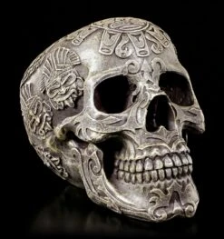 Azteken Totenkopf - Steingrau