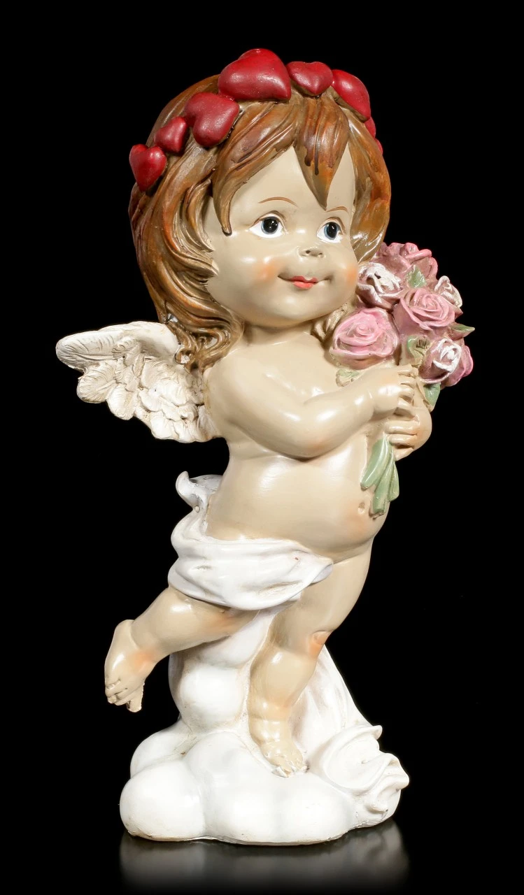 Cherub Figur - Kleiner Engel Mit Blumenstrauß 4 Cherub Figur - Kleiner Engel Mit Blumenstrauß – Bild 2