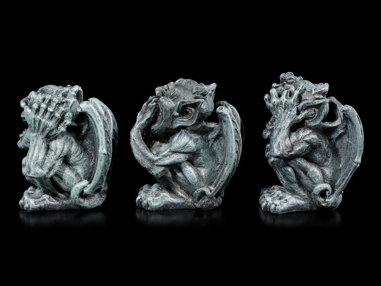 Drei Kleine Gargoyles Figuren - Nichts Böses 5 Drei Kleine Gargoyles Figuren - Nichts Böses – Bild 3