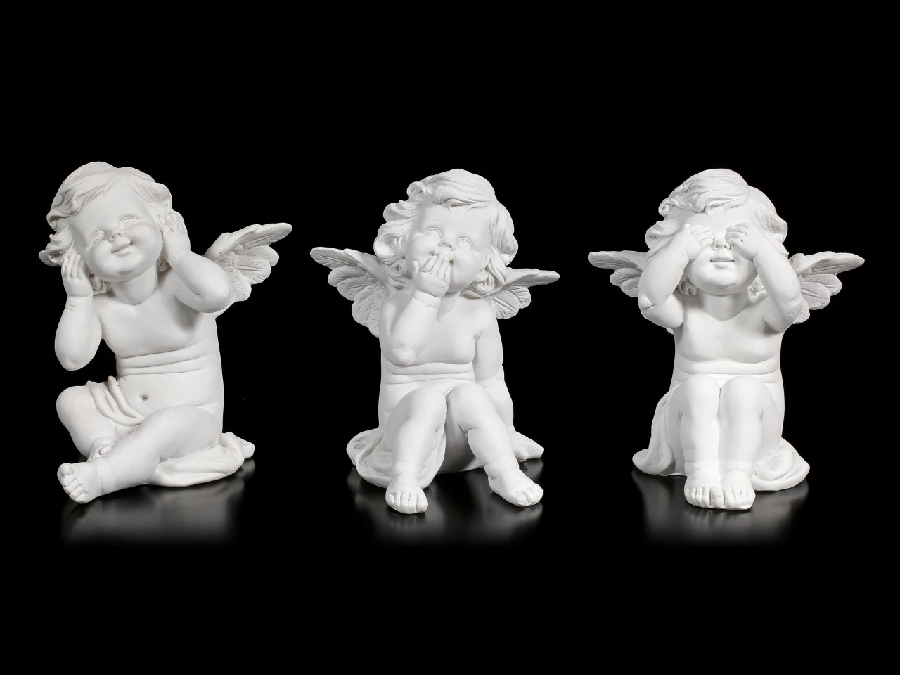 Drei Weiße Cherubim Figuren - Nichts Böses 4 Drei Weiße Cherubim Figuren - Nichts Böses – Bild 2