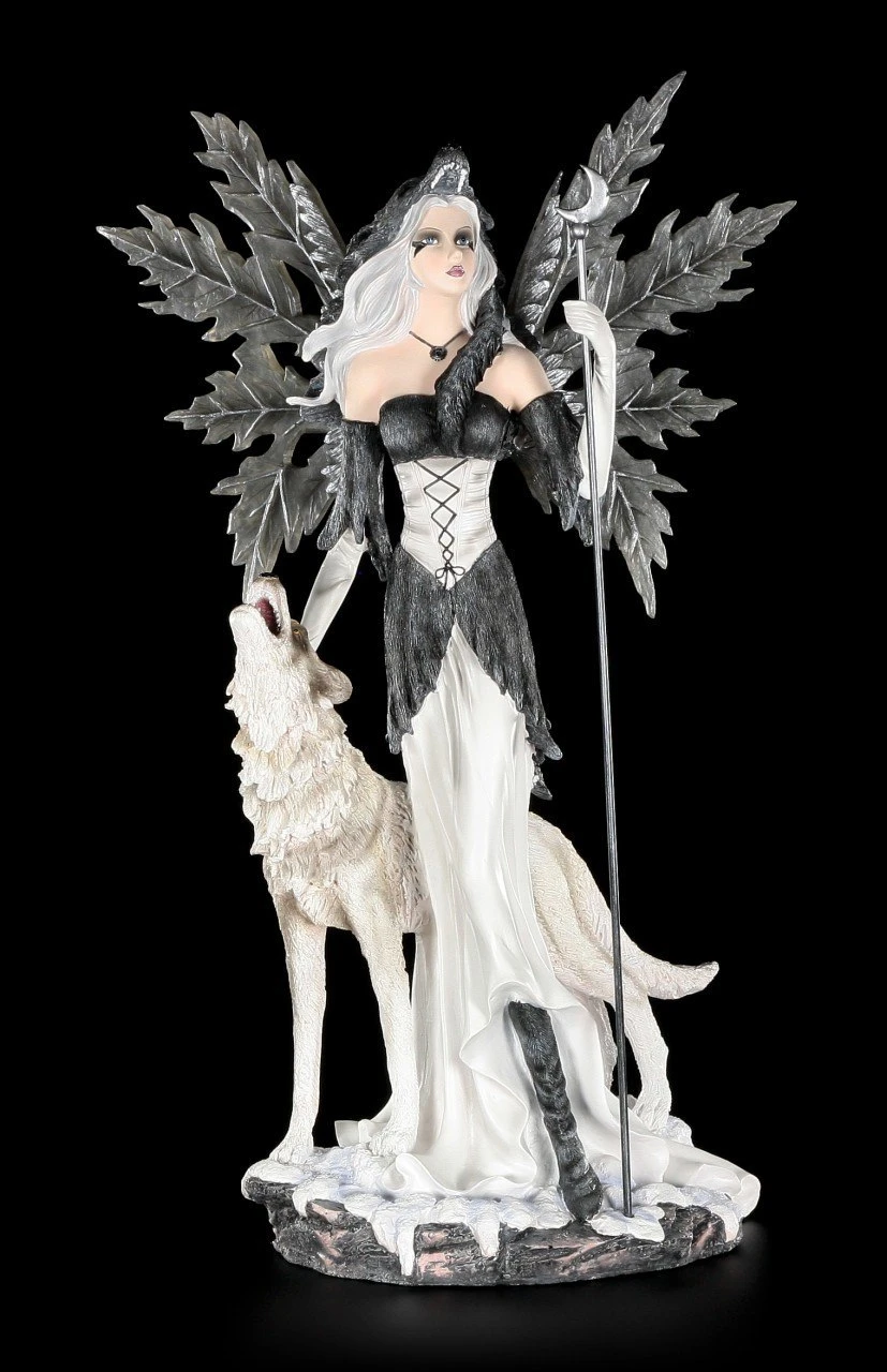 Elfen Figur Mit Wolf - Wächter Des Mondes Groß 3 Elfen Figur Mit Wolf - Wächter Des Mondes Groß