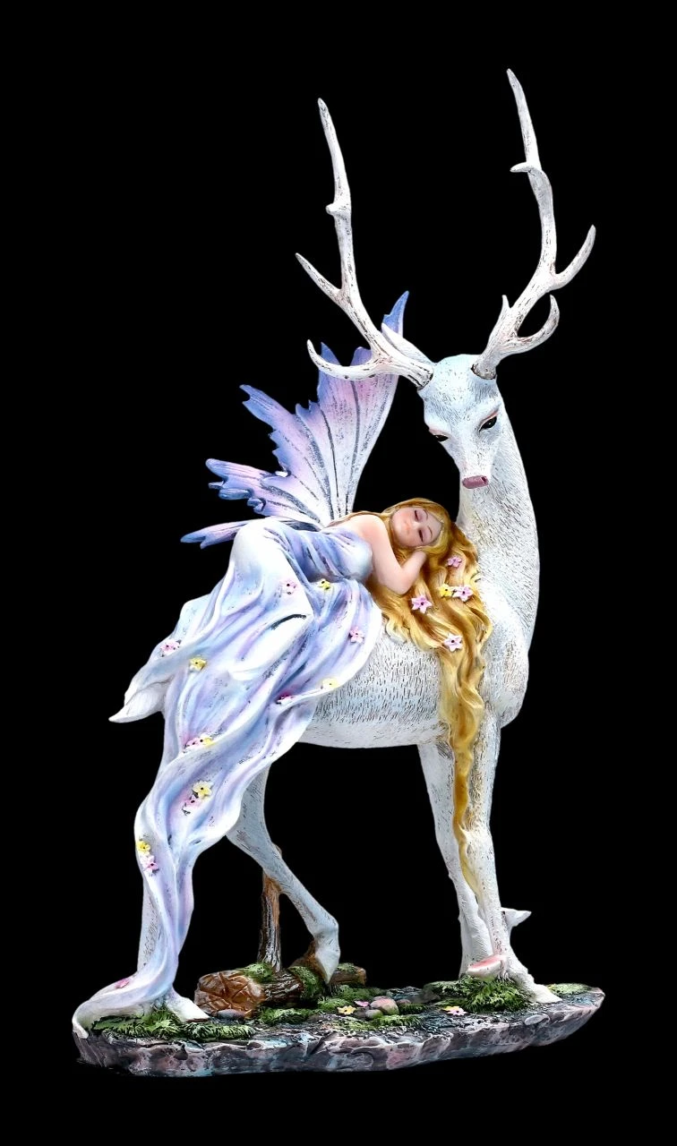 Elfen Figur Schläft Auf Weißem Hirsch 8 Elfen Figur Schläft Auf Weißem Hirsch – Bild 6