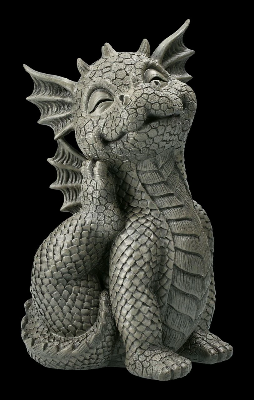Gartenfigur - Drache Kratzt Sich 3 Gartenfigur - Drache Kratzt Sich