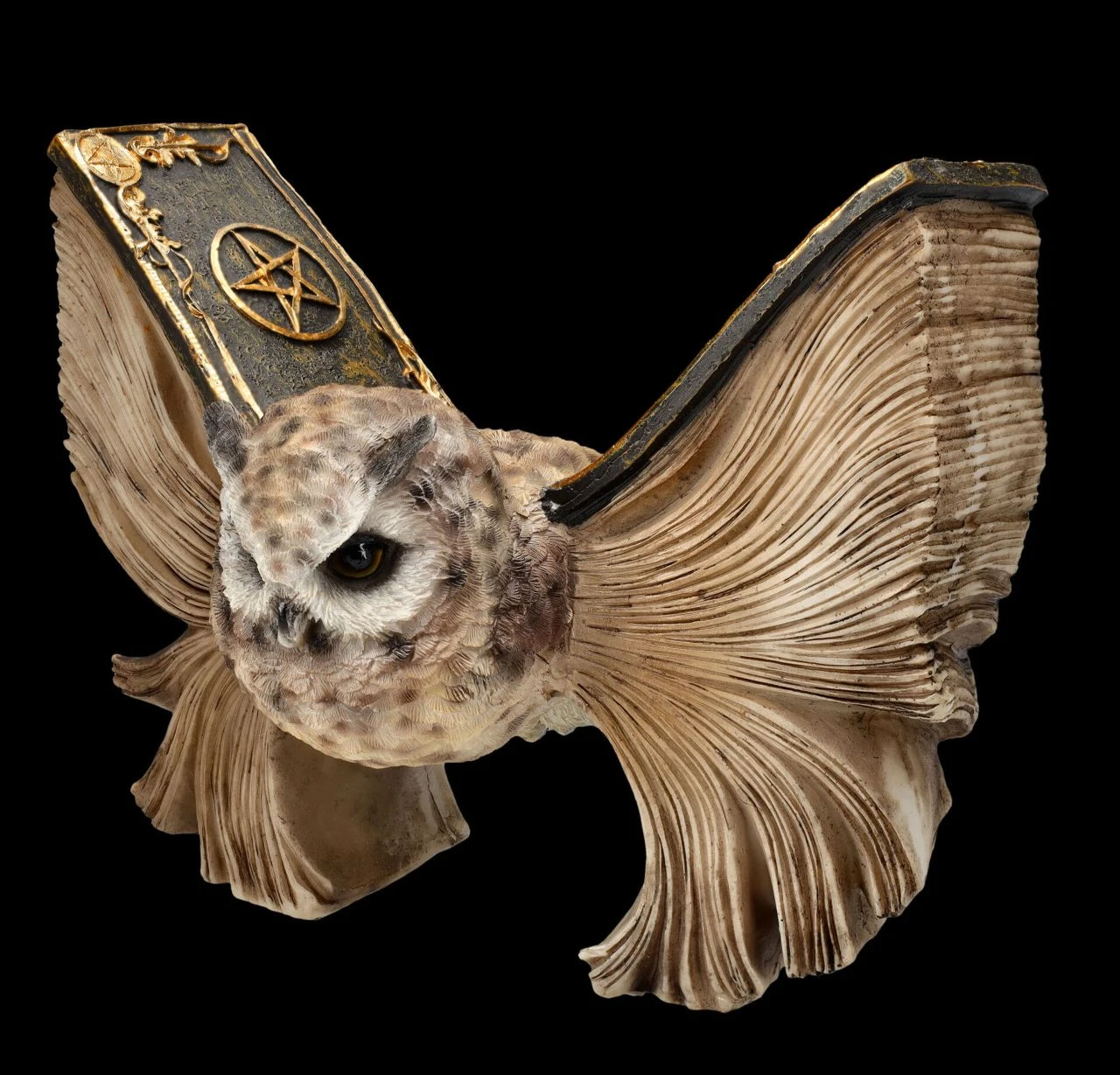 Eulen Figur Braun - Botschafterin Mit Buchflügeln 5 Eulen Figur Braun - Botschafterin Mit Buchflügeln – Bild 3