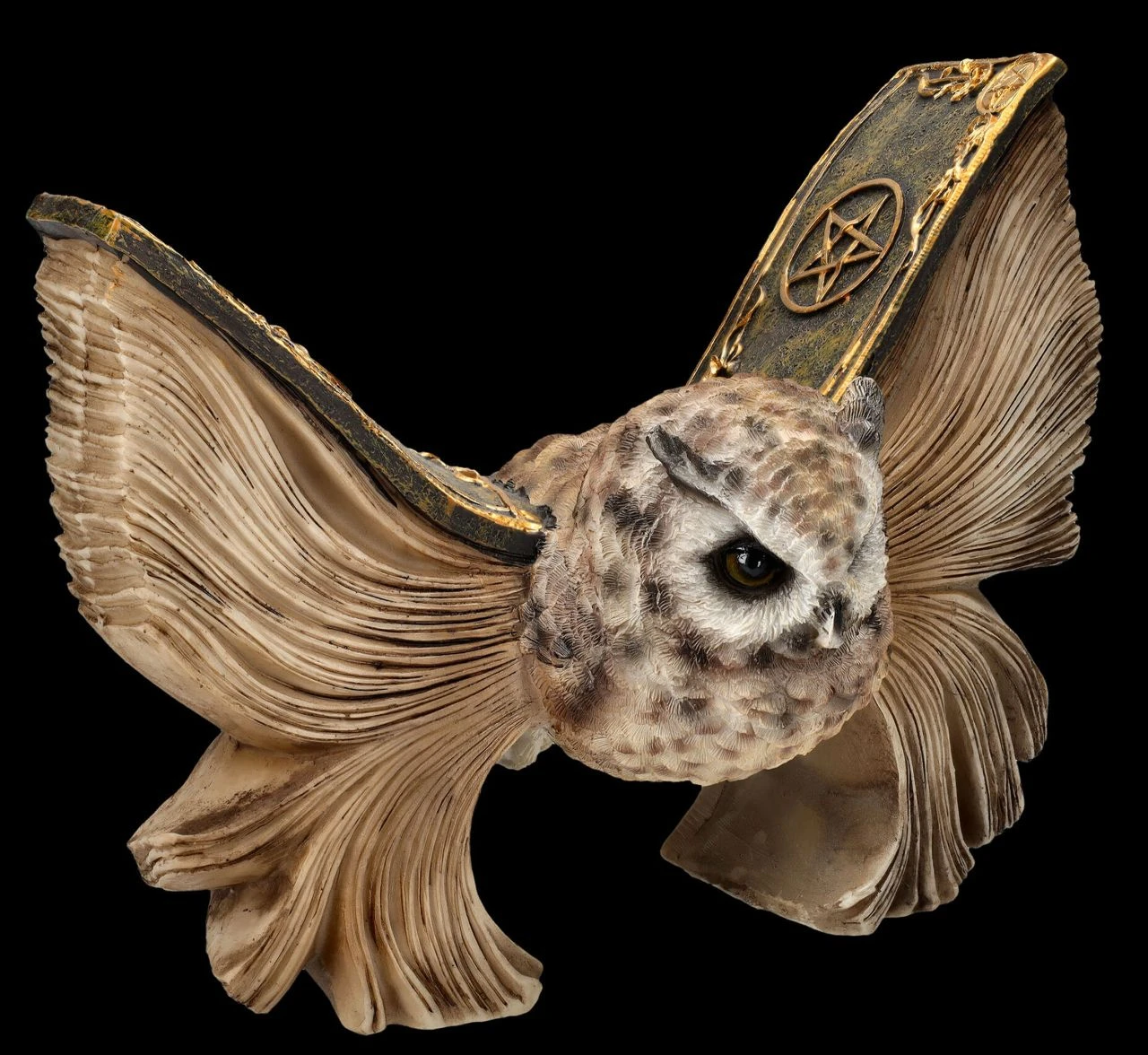 Eulen Figur Braun - Botschafterin Mit Buchflügeln 4 Eulen Figur Braun - Botschafterin Mit Buchflügeln – Bild 2