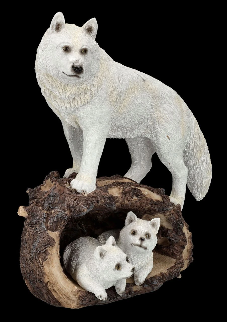 Wolf Figur - Schneewolf Mit Jungen In Der Höhle 4 Wolf Figur - Schneewolf Mit Jungen In Der Höhle – Bild 2