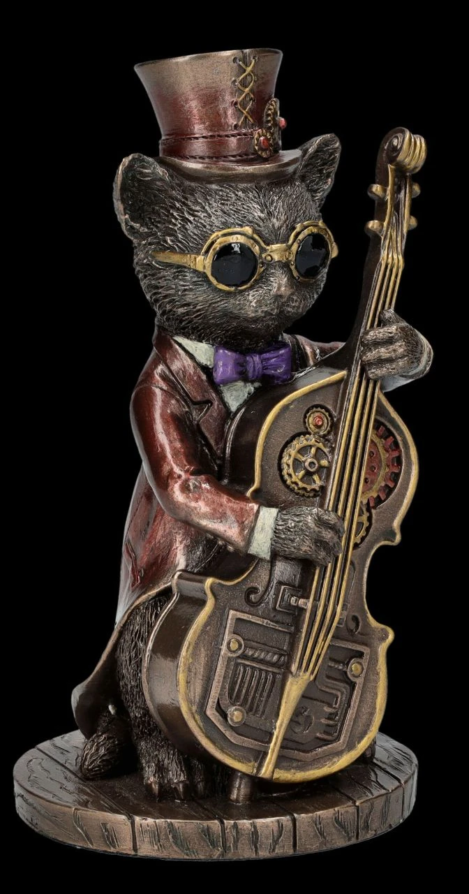 Steampunk Figur - Katzen Bassist 5 Steampunk Figur - Katzen Bassist – Bild 3