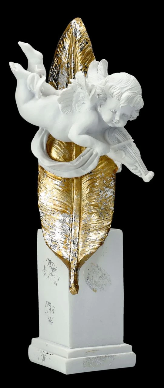 Engel Figur - Putte Amor Vor Goldener Feder 3 Engel Figur - Putte Amor Vor Goldener Feder