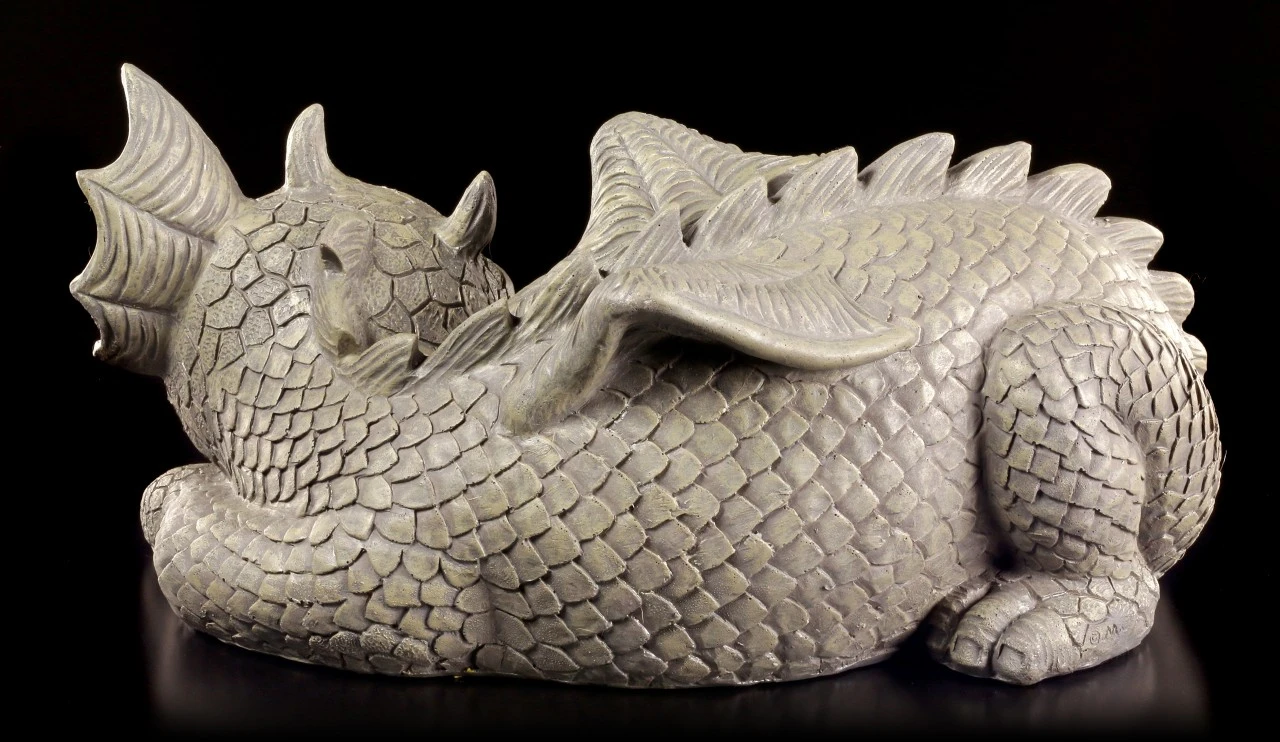 Drachen Gartenfigur - Mutter Mit Babydrache 6 Drachen Gartenfigur - Mutter Mit Babydrache – Bild 4