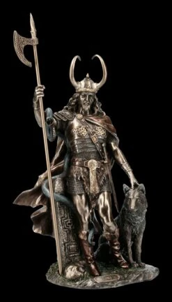 Loki Figur - Germanischer Gott Mit Fenriswolf
