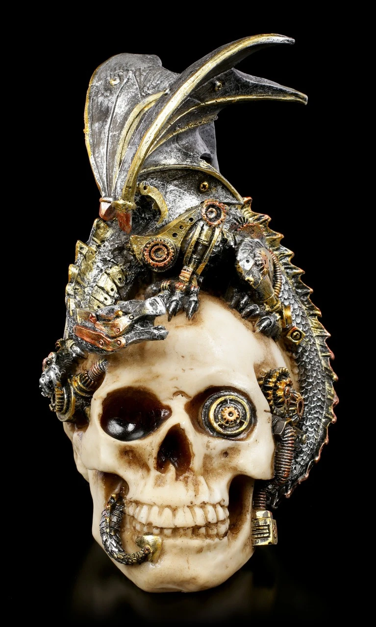 Steampunk Drache Auf Totenschädel - Steel Wing 4 Steampunk Drache Auf Totenschädel - Steel Wing – Bild 2
